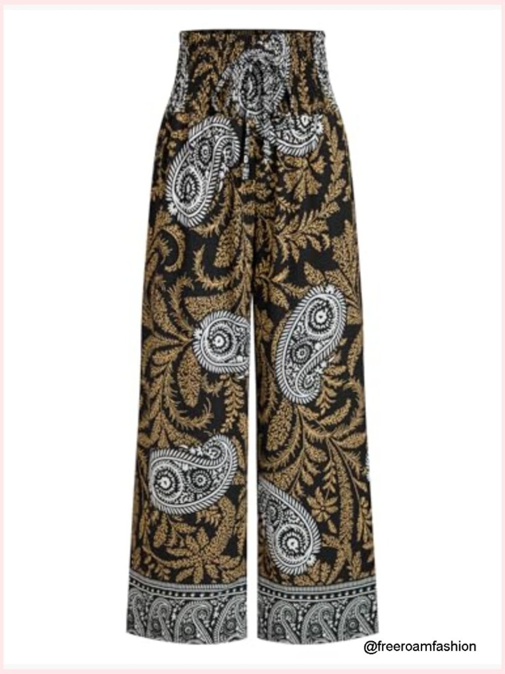High Waisted Wide Leg Palazzo Pants Floral Boho Lounge - Picture 3 of 7